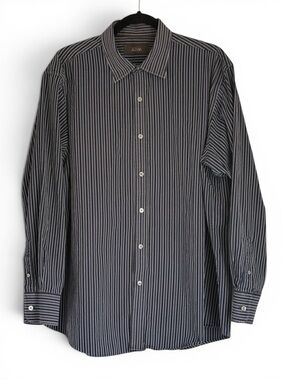 Tasso Elba Navy Stripe Cotton Button Down